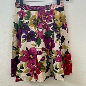 High waisted floral pleated aline skirt